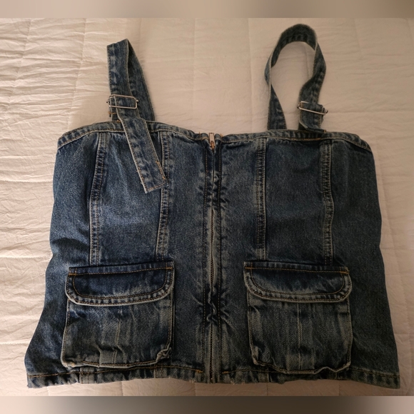 Zara Denim Zip-Up Corset Top - Picture 3 of 4
